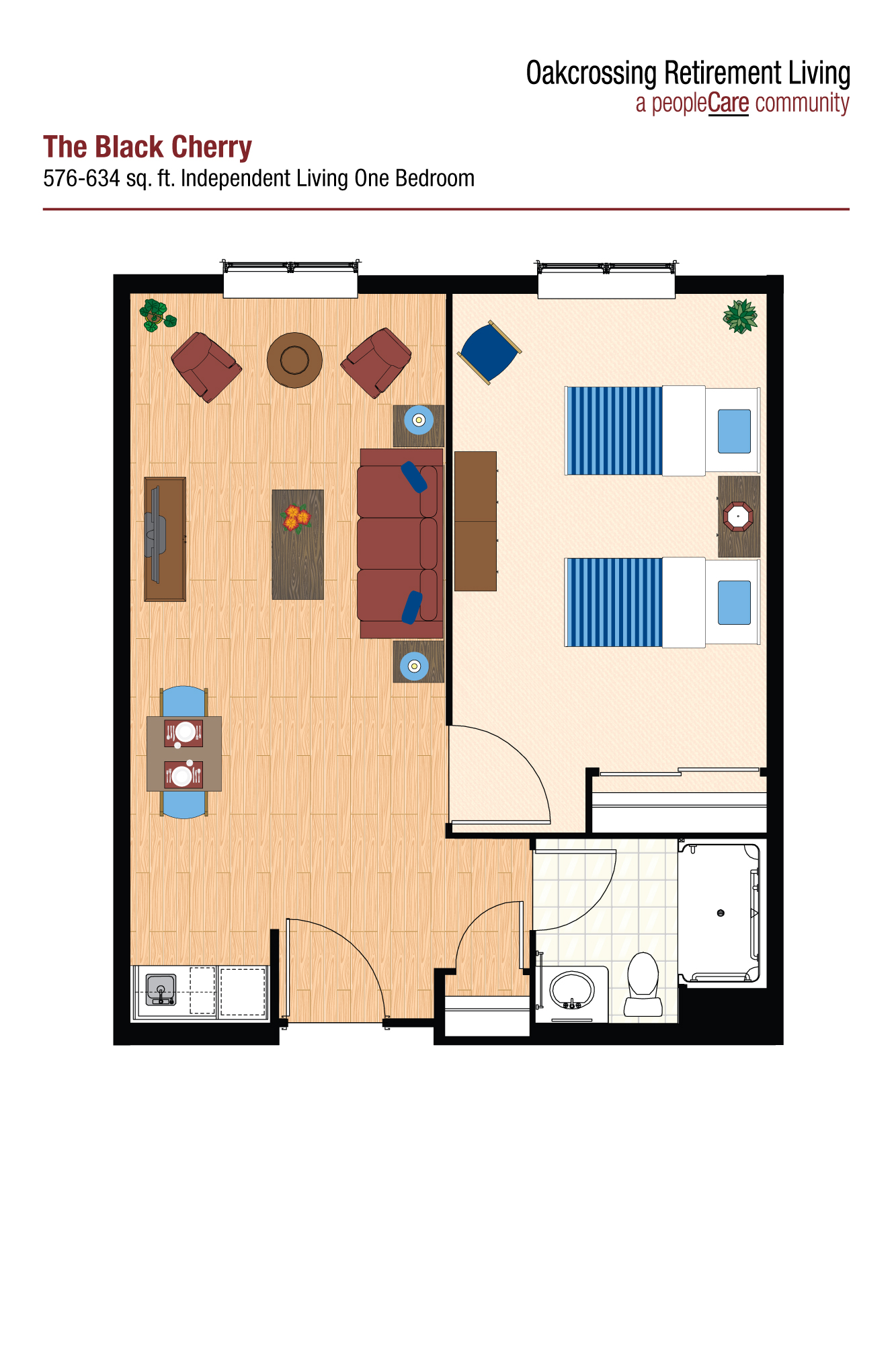 Oakcrossing Retirement Living Black Cherry floor plan