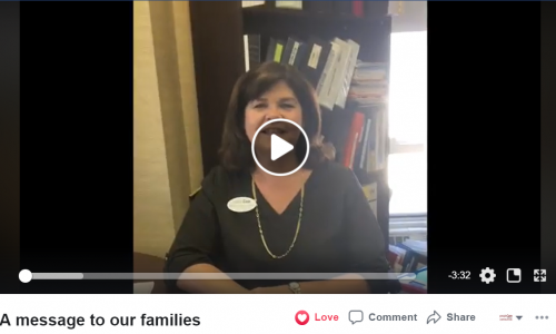 A screenshot of a video from peopleCare Tavistock Executive Director to families