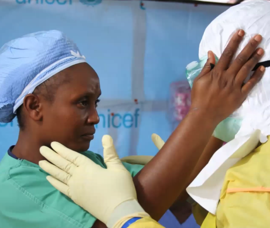 Doctor and a patient at an Ebola centre for pregnant women