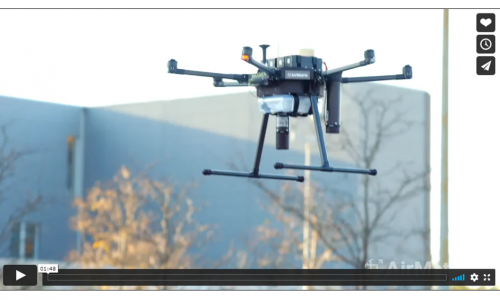 Close-up of AirMatrix drone flying in the air