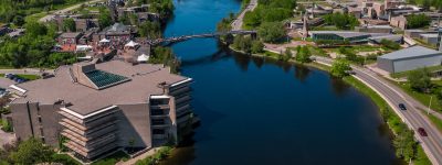 Trent University's Symons Campus on the banks of the Otonabee River