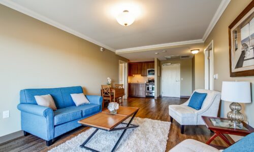 Living room area in suite at Oakcrossing Retirement Living