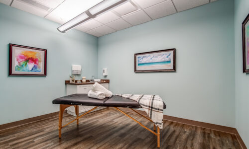 Massage table in spa at Oakcrossing Retirement Living