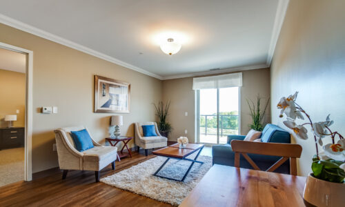 Living room area in suite at Oakcrossing Retirement Living