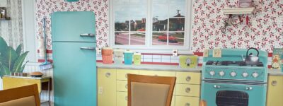 A Sensory-scapes wall mural depicting a retro 1950s kitchen